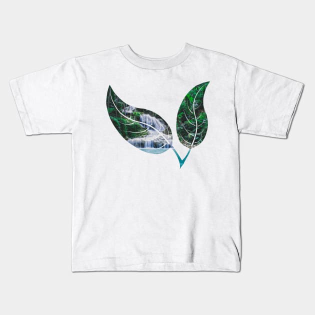 Leaf Silhouette Lanscape Forest Natural Kids T-Shirt by Fersan